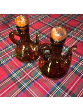 Unbranded Serveware Brown Glass Oil Vinegar Cruet Set One Size